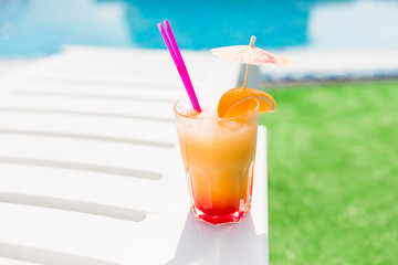 Cocktail on the pool party. Summer concept