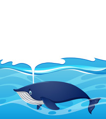 Background design with whale splashing water