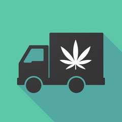Long shadow truck with a marijuana leaf