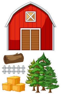 Red barn and other farm elements