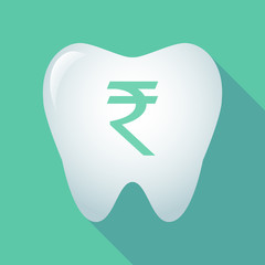 Long shadow tooth with a rupee sign