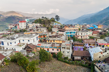 Fototapeta premium Aerial view of San Mateo Ixtatan town, Guatemala