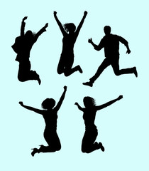 Happy male and female action silhouette. Good use for symbol, logo, web icon, mascot, sign, sticker design, or any design you want.