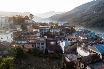 Aerial view of San Mateo Ixtatan town, Guatemala