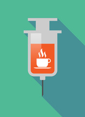 Long shadow  syringe with a cup of coffee