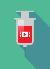 Long shadow  syringe with a multimedia sign