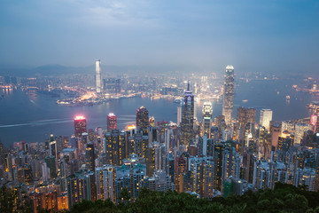 Fototapeta na wymiar Night of hongkong china.