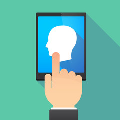 Long shadow tablet PC with a male head