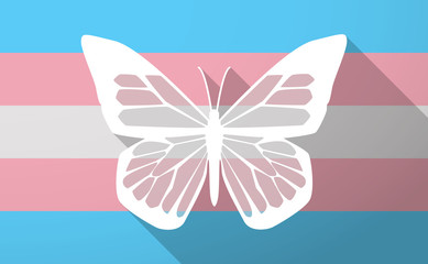 Long shadow  trans gender flag with a butterfly