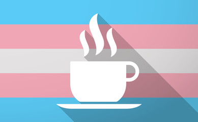 Long shadow  trans gender flag with a cup of coffee