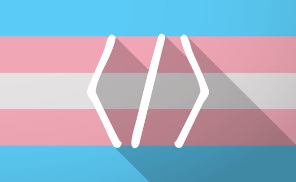 Long shadow  trans gender flag with a code sign