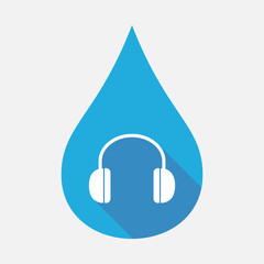 Isolated water drop with a earphones
