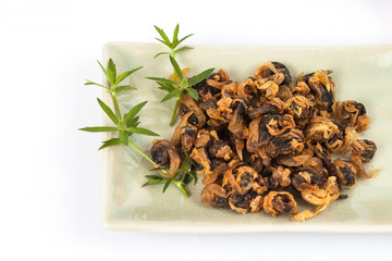 sea food sweet dried clams on white background.