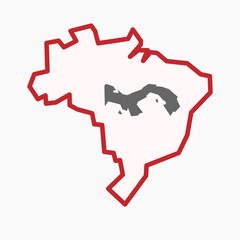 Isolated Brazil map with  the Panama map