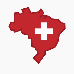 Isolated Brazil map with   the Swiss flag