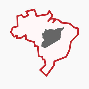 Isolated Brazil map with  the map of Syria