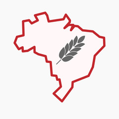 Isolated Brazil map with  a wheat plant icon