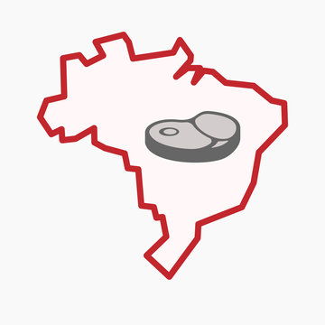 Isolated Brazil map with  a steak icon
