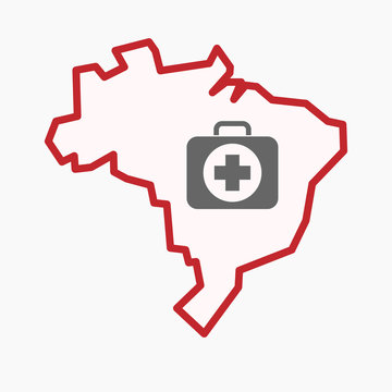 Isolated Brazil map with  a first aid kit icon