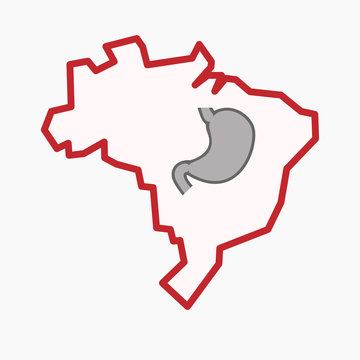 Isolated Brazil map with  a healthy human stomach icon