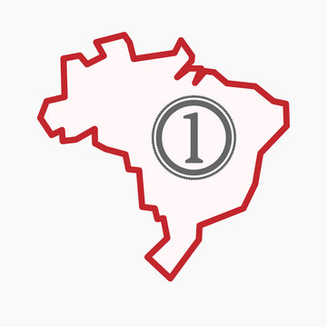 Isolated Brazil map with  a coin icon