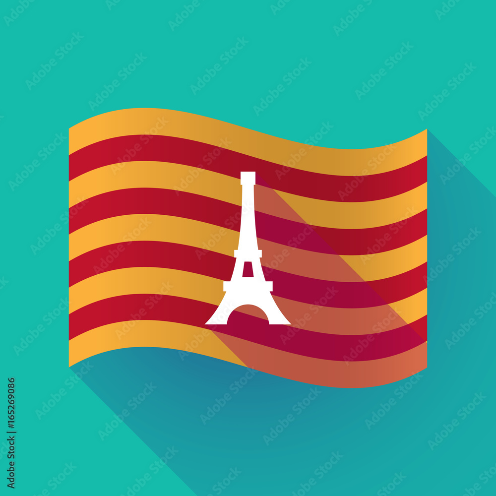 Canvas Prints long shadow catalonia flag with the eiffel tower