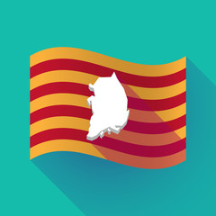 Long shadow Catalonia flag with  the map of South Korea