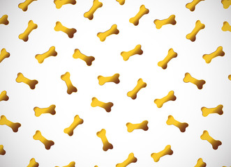 Horizontal card. Pattern with gold or yellow metallic bones on white background.