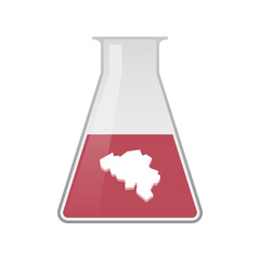 Isolated chemical flask with  the map of Belgium