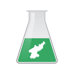 Isolated chemical flask with  the map of North Korea