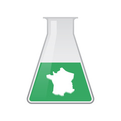 Isolated chemical flask with  the map of France