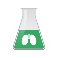 Isolated chemical flask with  a healthy human lung icon
