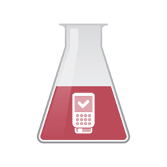 Isolated chemical flask with  a dataphone icon