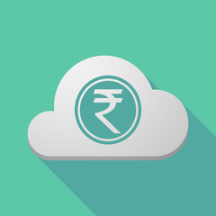 Long shadow cloud with  a rupee coin icon