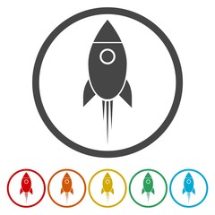 Rocket launcher isolated icons set