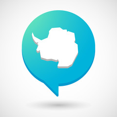 Isolated comic balloon with  the map of  Antarctica