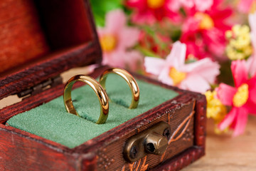 Duo ring in box for the wedding day