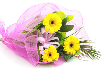 A bouquet of yellow gerberas.