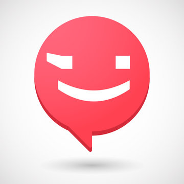 Isolated comic balloon with  a wink text face emoticon