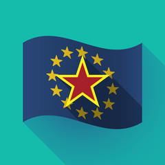 Long shadow EU flag with  the red star of communism icon