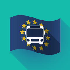 Long shadow EU flag with  a bus icon