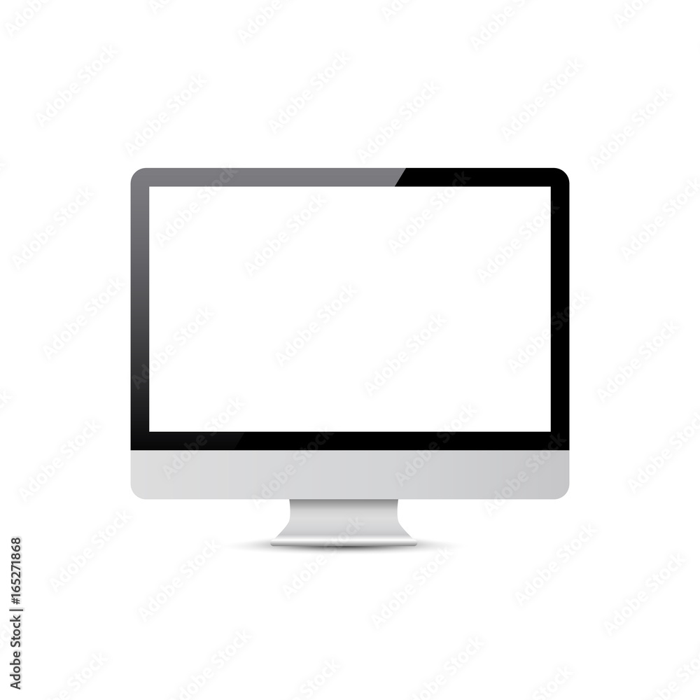 Poster vector desktop computer design. digital blank business device. lcd display design. computer blank mo
