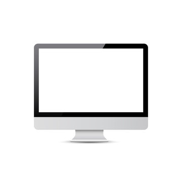 Vector desktop computer design. Digital blank business device. LCD display design. Computer blank monitor