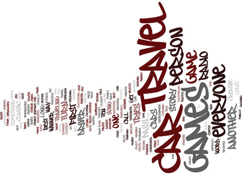 THE BEST TRAVEL GAMES Text Background Word Cloud Concept