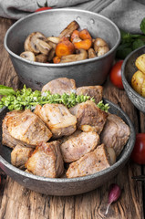 portion roast pork meat