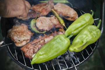 barbecue with meat and bacon