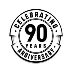90 years anniversary logo template. Vector and illustration.
