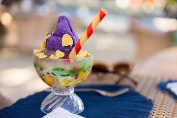 Famous halo halo or mixed iced from Philippines