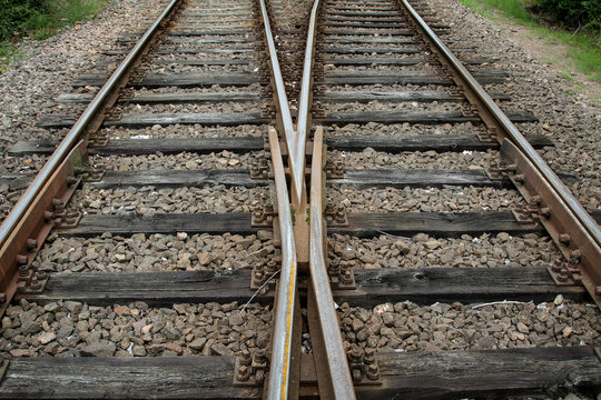 Weiche, Detail einer Weiche, Eisenbahn, Transport