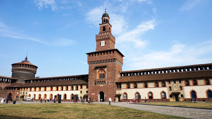 Sforza Castle in Milan, Italy. The castle was built in the 15th century by Francesco Sforza, Duke...